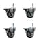 Service Caster 3.5'' Gray Poly Swivel 7/16'' Grip Ring Stem Caster Set with Brake, 4PK SCC-GR20S3514-PPUB-PLB-716138-4 - alternate 1